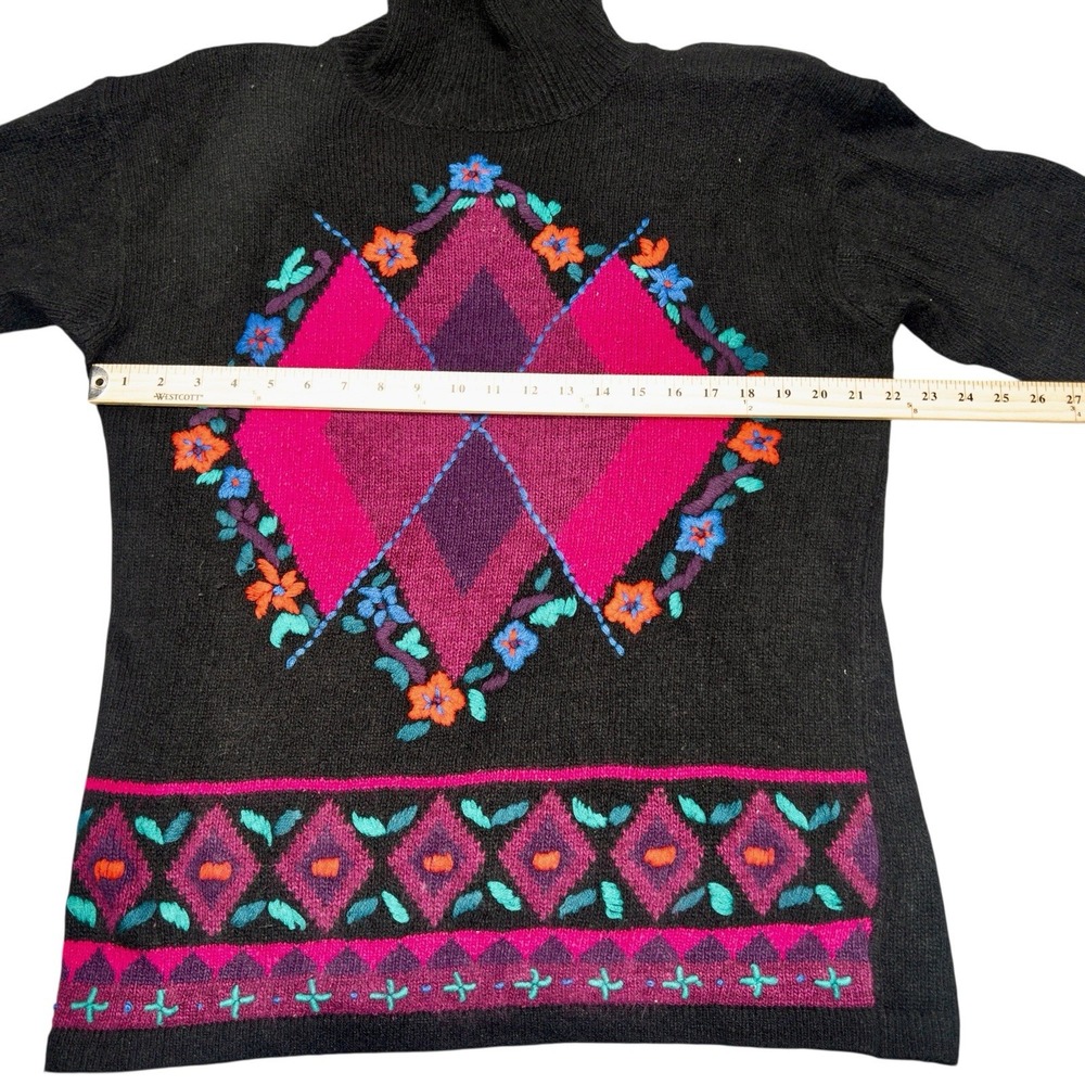 Vtg NWT Boundary Waters Argyle Geometric Sweater Silk Rabbit Hair Wool Womens‎ M - Picture 6 of 10